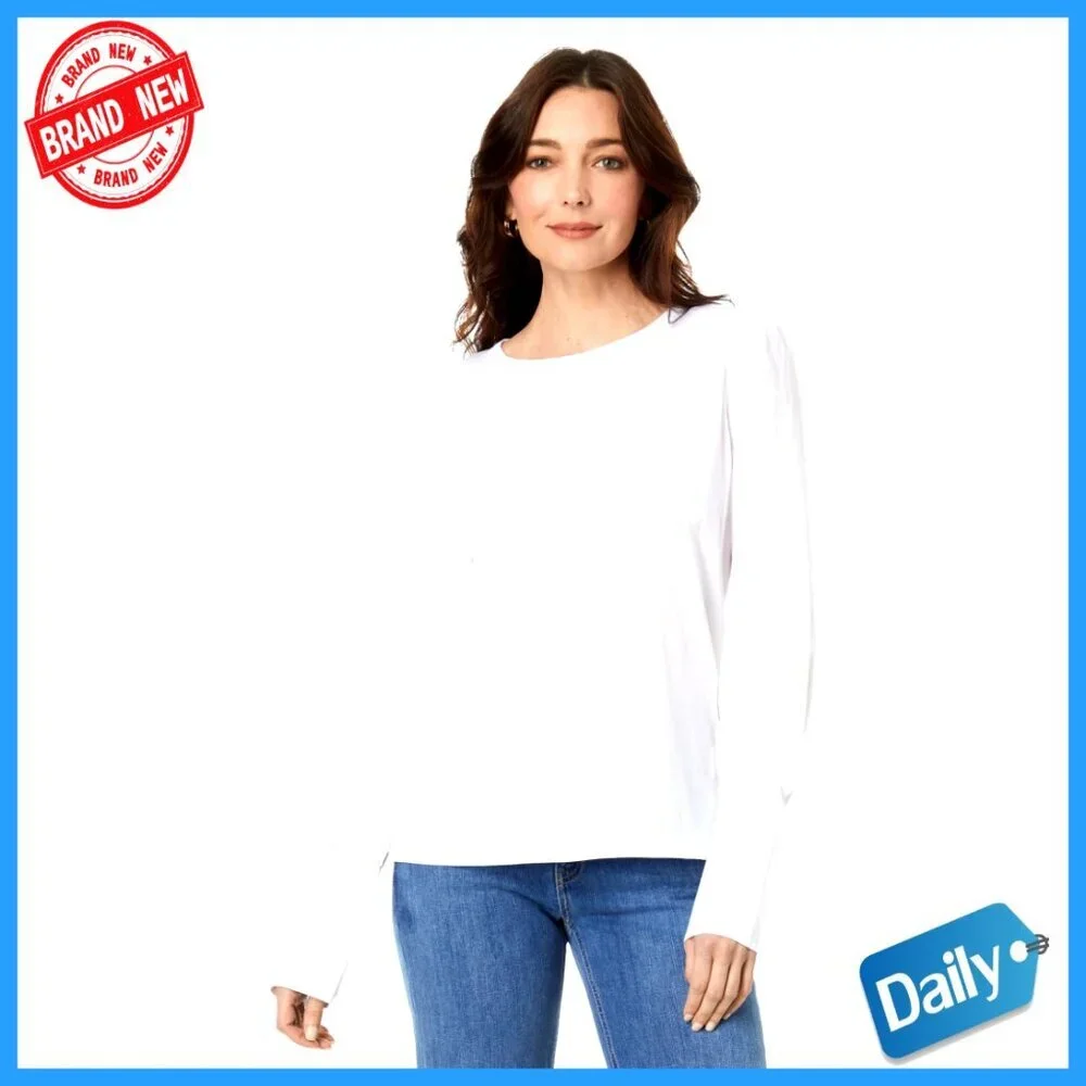 Long Sleeve Blouse with Button Cuffs, 100% Cotton Pull-On Top